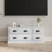 TV Stand Room Table, Center High Gloss White, Entertainment Cabinet, Storage Shelf, Modern Living Room Furniture 100x35.5x45cm