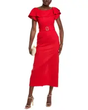 BGL Linen-Blend Midi Dress