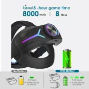 For Meta Oculus Quest 2 VR Headset with 8000mAh Battery LED RGB Head Strap Black