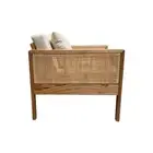 BIBA MINDI BROWN NATURAL RATTAN 2 SEATER SOFA SETTEE COUCH WITH WHITE CUSHION
