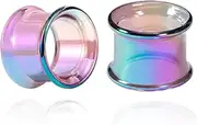 [Maxbott] Hollow Glass Ear Gauges Stretching Kit 6mm-16mm Single Flare Plugs Comfy Stretching Body Piercing gauge stretching kit