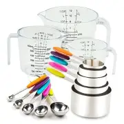 Measuring Cups and Spoons Set. Includes 10 Stainless Steel Measuring 13 Piece