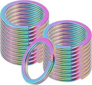 uxcell 20pcs Split Keychain Rings, 25mm Round Flat Keyrings Stainless Steel Open Key Chain Ring Dog Tag Rings for DIY Keychain Craft Lanyard, 2mm Thick, Rainbow