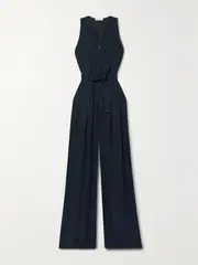 [Ulla Johnson] Ulla Johnson - Camelia Belted Crepe Jumpsuit - Midnight blue - US10 US 10 Blue