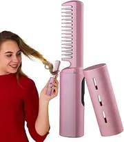 Hot Comb Hair Straightener - Portable Ceramic Pressing Brush, 3 Level Heated Comb | Quick Heat Hair Tool with Annti-Burn Shield, Electric Straightening Device for Smooth Styling, 7.28x1.18x1.1 Inches