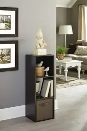 Espresso Wooden 3 Cube Bookcase Storage Organizer Shelving Bookshelf Deco Closet