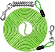 Pet Tie Out Cable for Dogs, Dog Tie Out Cable, Dog Runner Cable with Swivel Hook and Shock Spring, Dog Leash Run Tether for Yard Outdoor and Camping (Emerald Green, 3 Meters * 5MM)