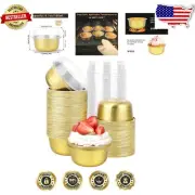 Elegant Gold Disposable Ramekins with Lids - 6.1oz for Effortless Baking Success