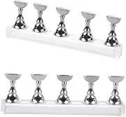 Baluue 2 Sets Fake Nail Display Stand Nail Tip Display Base Nail Art Tip Holder Nail Art Tip Shelf Fake Nail Stand Nail Art Tip Display Training Nail Stand Holders Nail Practice Silver