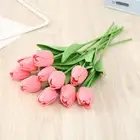 US (Dark Pink)Artificial Flowers Mini PU Tulips Bouquet Faux Plants For Wedding