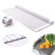 Roll Up Dish Drying Rack Stainless Steel Silicone Foldable Dish Drying Mat Rack