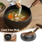 24cm Cast Iron Woks Hand-Forged Wok Pan Non Stick with Anti-Scalding Handle
