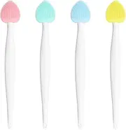 Pore Brush for Nose | 4 Pieces Heart-shaped Silicone Nose Brush | Double Sided Pores Cleaning Brushes | Lip Scrub Nose Exfoliator Brushes for Blackhead Removal Facial Massage