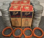 Vintage Zinc Canning Jar Lids Lot Of 48 Porcelain Liners NIB 14 Rubber Rings