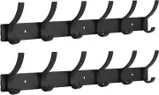 2 Pack Coat Rack Wall Mount, Entryway Hooks Mounted, 2 Pack, Black