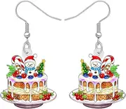 [DALANE] Acrylic Christmas Tree Cake Earrings Dangle Drop Sweet Snowman Snack Dessert Jewelry for Women Gifts Party Favors Decor