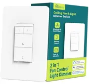 Smart Ceiling Fan Control and Dimmer Light Switch, Neutral Wire Needed,
