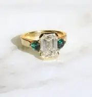 Real 2.19 Ct Octagon Cut Natural Diamond Emerald Ring 14K solid Yellow gold