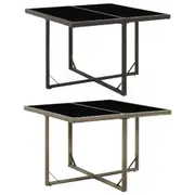 Garden Table Poly Rattan and Glass Bistro Outdoor Table Black/Grey vidaXL