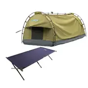 Adventure Kings Deluxe Escape Single Swag + Camping Stretcher Bed Outdoor 4WD