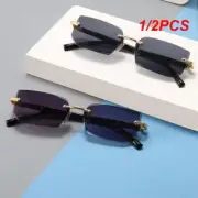 1/2PCS Rimless Sunglasses Rectangle Popular Women Men Shades Small Square Sun Gl