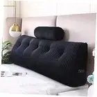 Wedge Headboard Pillows + Head Roll Pillow Bed Wedge Queen:59x8x20 Inches Black