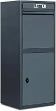 Glasshaus Steel Post Parcel Box Package Delivery Mail Box Locking Safe Drop Letterbox Storage (Solid Black)
