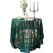 Green Lace Tablecloth Embroidered Elegant Floral Patterns Table Cloth Round