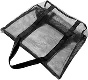 [Mikinona] Large Capacity Mesh Beach Bag with Zipper Durable Tote for Family Storage Transparent Design for Easy Access for Shopping Gym Travel and Pool