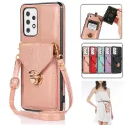 Darmowade Samsung Galaxy A72 4g For Women Wallet With Card Holder Strap Crossbody Pu Leather Anti-scratch Protective Cover pink