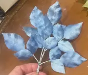 vintage millinery 1940s silk leaves blue 1 spray made in Japan