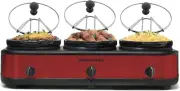 Maxi-Matic Triple Slow Cooker Buffet Server Adjustable Temp Dishwasher-Safe Oval
