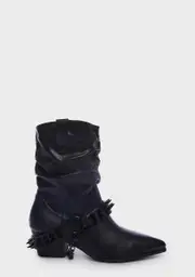 [Y.R.U.] Black Death Proof Lo Spike Cowboy Boots