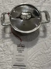 NWT Set Of 2 All-Clad 5” 0.5 qt Mini Stainless Steel Cocotte Dutch Ovens w/ lids