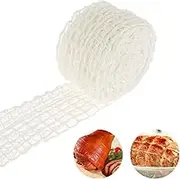 SHMAUNU 10m Meat Netting Roll 18 Holes Meat Netting Tube Elastic Meat Net White Butchers Netting Tube Smoked Meat Poultry Ham Netting Mesh Meat Wrapping Net for Meat Cooking Meat Sausage Making