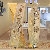 在飛比找Yahoo!奇摩拍賣優惠-陶瓷花瓶48cm陶瓷花瓶 金色可裝水歐式落地大花瓶 歐式現代