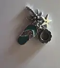 Sterling Silver 925 Flip Flop, Palm Tree and Star Fish Charm