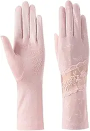 [LEIXIUSM] Summer Driving Gloves Ladies Thin Ice Silk Mid-Length Arm Lace Riding Touch Screen Breathable