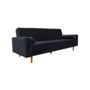 Sofa Bed 3 Seater Button Tufted Lounge Set for Living Room Couch in Velvet Black Colour