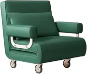 Rolling Folding Sofa Bed, Sofa Bed Chair on Wheels, Chair Bed, Couch Bed with Adjustable Backrest & Pillow, Lounge Chair with Padded Armrest for Living Room, Apartment, Office(Green,26.8*30*32.7in)