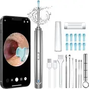 Ear Wax Removal Tool Camera, 1296P HD Camera and 6 LED Lights, Ear Cleaner with Camera, 1296P HD Camera and 6 LED Lights, Ear Cleaning kit, Ear Wax Removal Kit (Silver)