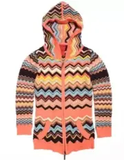 Missoni For Target Baby Girls Zig Zag Zip-up Hooded Cardigan Sweater Size 12M