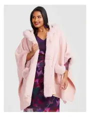 [Taking Shape] Hooded Fur Cape in Blush