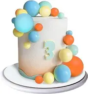DRWATE Ball Cake Topper - Yellow & Blue/Orange Balls (20 Pieces) - Cake Decoration for Birthday, Baby Shower - Boho Party Supplies