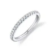 14K White Gold Diamond Eternity Ring Sz 5.5 Anniversary Certified Natural 0.54CT