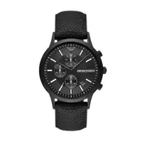 在飛比找PChome24h購物優惠-EMPORIO ARMANI 雋永時代三眼腕錶-黑