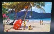Vintage Postcard Pan Am World Airways TRINIDAD Maracas Bay Sunbathers Beach VGVC