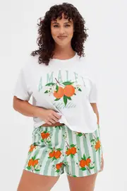 White Print Breakfast Pj Graphic Jersey Pyjama 2 Piece Set