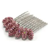Hand Made Hair Jewelry swarovski crystal Almond-Shaped Cluster Comb, Pink