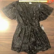 New Venus Women’s Black Bodycon Sequins Cocktail Evening Shimmer Dress 2 Short